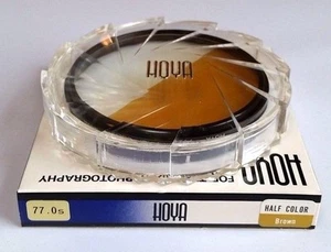 Genuine Hoya 77mm Half Color Brown Half Clear Glass Lens Filter 77 mm Japan Rare - Picture 1 of 3