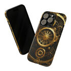 Tough Phone Case for iPhone 15 - Art Deco Gold & Copper Gears Panel Style Printe