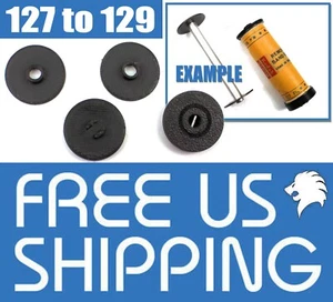 127 to 129 Roll Film Camera Spool Adapter Set/ Kit 4pcs Lomography Ensign 'E29' - Picture 1 of 3