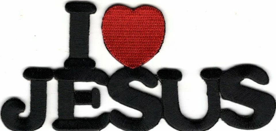 I LOVE HEART JESUS Iron On Patch Religious Christian - Image 1 of 1