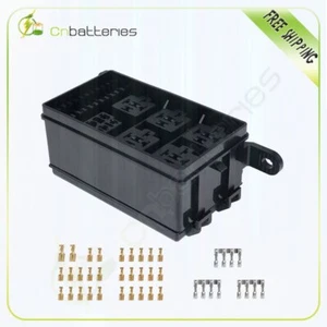 12-Slot Fuse Holder Relay Box 6 Relays 6 ATC/ATO Fuses Universal For All Vehicle - Picture 1 of 12