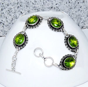 Damenarmband Peridot beachtenswerte Armband Edelstein Filled Sterling Silber925 - Bild 1 von 2