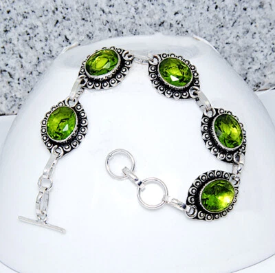 Damenarmband Peridot beachtenswerte  Armband Edelstein Filled Sterling Silber925 - Bild 1 von 2