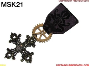 Steampunk badge brooch pin drape Medal black cross #MSK21 - Picture 1 of 5