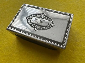 Art Deco alpacca silver matchbox holder with vacant cartouche and banded design - Picture 1 of 11