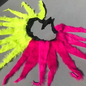 Falda envolvente de piel rosa neón verde talla única peludos cosplay festival Y2k hecha en EE. UU. - Imagen 1 de 6
