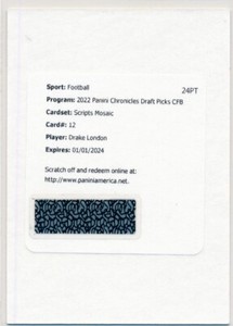 2022 Panini Chronicles Draft Picks Drake London  Auto Autograph Redemption CB91