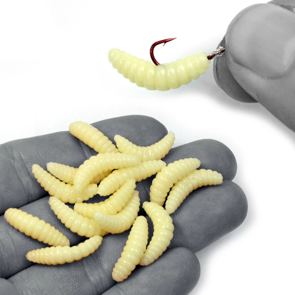 50x künstliche Bienenmaden NATUR  | Forellenköder WASP Gummiköder Angelzubehör - Bild 1 von 1