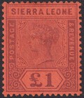 Sierra Leone 1896 QV £1 Purple on Red Unused SG53 NO GUM cat £325 as mint