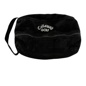 Callaway Golf Shoe Bag Black Suede With Zipper & Grey Sherpa Style Lining - Picture 1 of 3