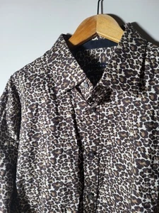 Men’s 18 34/35 3XL Tailored Fit Leopard Print Cotton Long Sleeve Button Up Shirt - Picture 1 of 8
