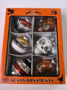 Christopher Radko Brite Lucido Halloween Vetro Ornamenti Set di 6 Teschio/Palline - Foto 1 di 8