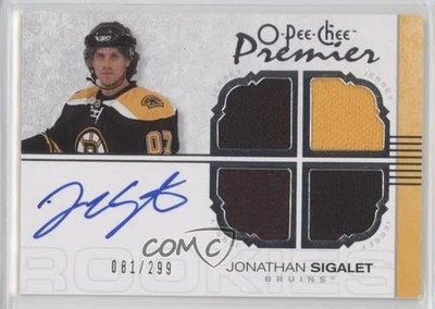 2007-08 O-Pee-Chee Premier Quad Memorabilia /299 Jonathan Sigalet Rookie Auto RC - Image 1 of 2