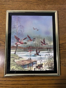 Vintage Optical Illusionary Art Foil Print With Mallard Ducks Manifestations Inc - Bild 1 von 15