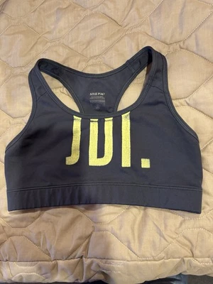 NIKE PRO [S] Women's DRI-FIT JDI. Sports Yoga/Gym/Run Bra-Black W/Bold Letters - Image 1 of 4