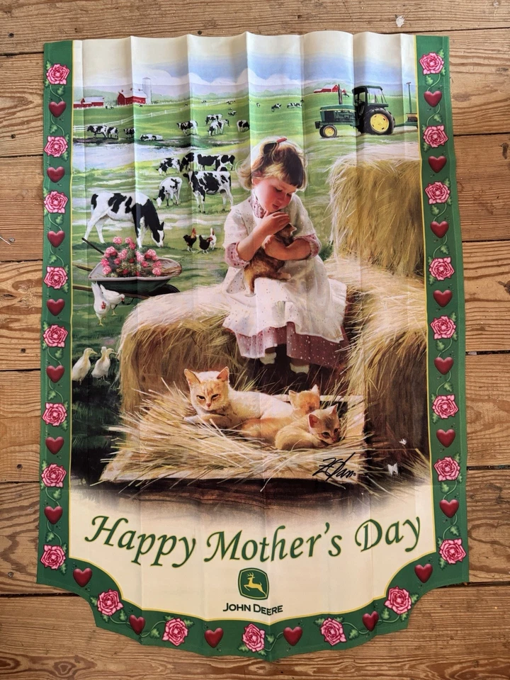 John Deere Flag Collection HAPPY MOTHERS DAY Farm Outdoor Garden Flag 40" x 28" - Image 1 of 1