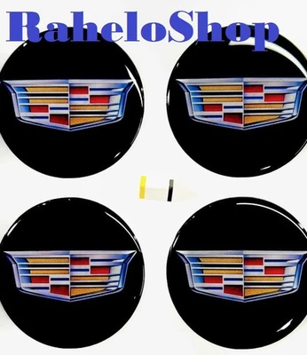 Cadillac Logo Stickers Emblem Set of 4 x All sizes Domed Epoxy Silicone 3D Print - Image 1 of 3