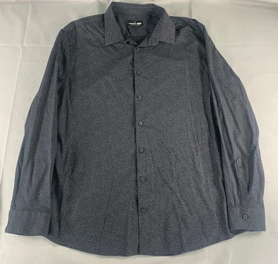 Camisa Express 1MX Para Hombres XL Calce Ajustado Negra Elastizada Abotonada Camisa de Vestir Patrón Foto 1 de 4