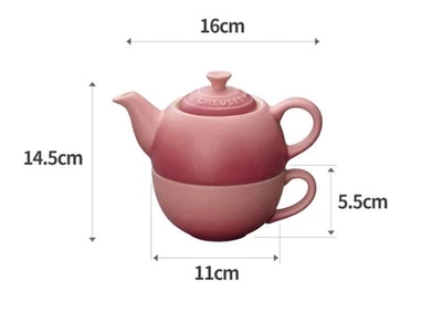 Juego de té Le Creuset para un - Tetera y taza de gres, cuarzo rosa Foto 1 de 4