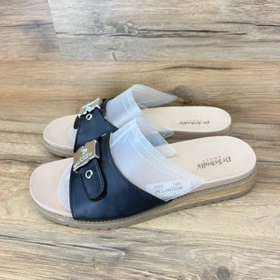 Bonitas sandalias icónicas Dr. Scholl's talla 7 hebilla dorada negras Foto 1 de 4