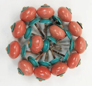13 Orange & Green Solid Ceramic Drawer Knobs for Kitchen Cabinets, Dressers, DIY - Picture 1 of 4