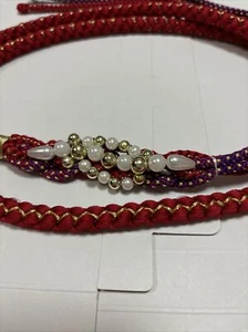 Kimono japonés obijime para Furisode.rojo perla púrpura oro seda 100%. - Imagen 1 de 3