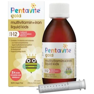 Pentavite Gold Multivitamin + Iron Liquid Watermelon For Kids 200ml - Picture 1 of 5