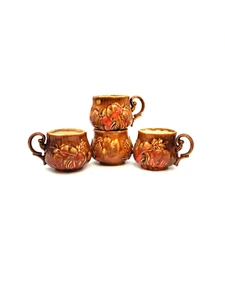 Vintage Ayners Keramik fröhlicher Pilz Kaffeetassen/Tassen 4er Set signiert Retro - Bild 1 von 17