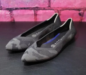 Rothy’s The Point Gray Camo Camouflage Retired Pointed Flats Shoes Size 6.5 - Picture 1 of 6