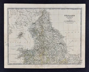 1883 Johnston Map - North England & Wales Liverpool York Lincoln Isle of Man UK - Picture 1 of 3