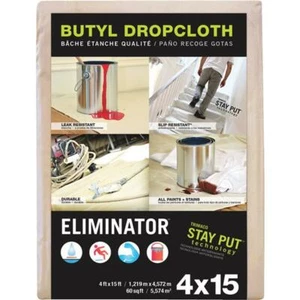 Trimaco Eliminator Butyl-Back Canvas 4 Ft. x 15 Ft. Heavy-Duty Drop Cloth 3 pk - Picture 1 of 1