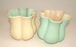 Coppia Vaso Rumrill #500 Arruffled Art Ceramica USA Vintage Colori Reversi 5 1/2" Tal - Foto 1 di 7