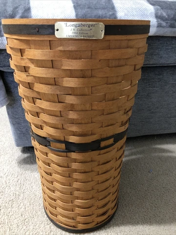 LONGABERGER 1994 J.W. COLLECTION UMBRELLA BASKET  with hard plastic liner Cover