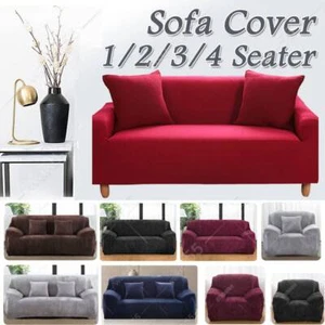 Stretch Plush Thick Sofa Covers 1 2 3 4 Seater Couch Chair Slipcover Protector - Picture 1 of 34