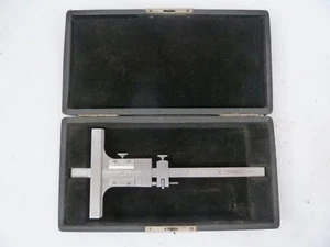 Excellent Vintage 4” Starrett Vernier Depth Gage Micrometer Lathe Machinist Used - Picture 1 of 4