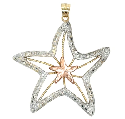 Colgante estrella de mar oro tricolor 10K centro oro rosa y corte diamante 2,8 g Foto 1 de 4