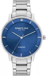 Kenneth Cole Reloj Hombre Diamante Acero Inoxidable Esfera Azul - KC50857003 NUEVO - Imagen 1 de 4