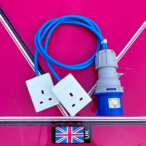 32 Amp Plug to 2x 13 amp sockets Adaptor fly lead  arctic flex 1.5mm cores  - Picture 1 of 4