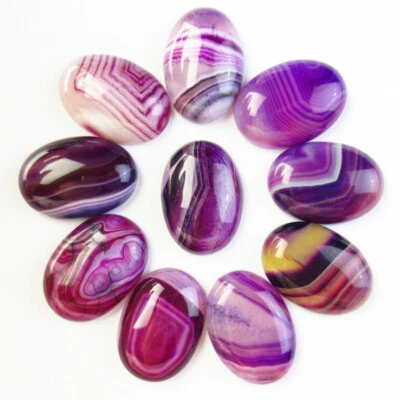 Cabujón cabina ovalada ágata ónix púrpura 10 piezas 25x18 mm sin agujeros Foto 1 de 2