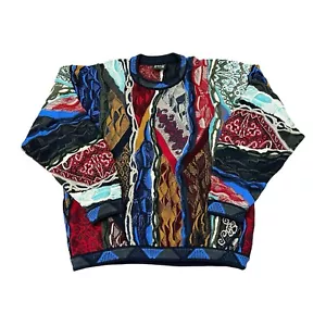 VTG Coogi Australia Wool Sweater XL 3D Biggie Smalls Cosby Multicolor Textured - Picture 1 of 8