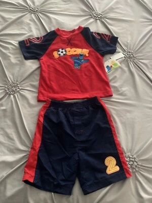 New Vintage Sesame Street Embroidered Cookie Monster Boys Outfit 5T Soccer 2 pc - Image 1 of 4