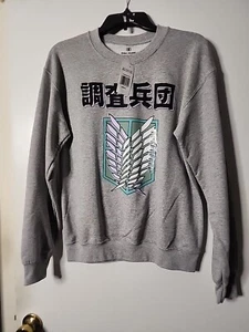 Attack On Titan Wings Of Freedom Pullover Crewneck Gray Men’s Sz S New - Picture 1 of 3