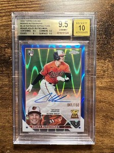 2023 Topps Chrome Gold Cup Rookie Blue Adley Rutschman RC Auto /150 BGS 9.5