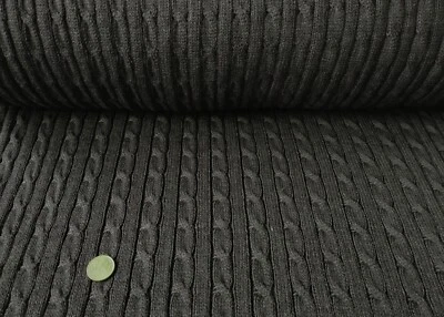 Wintertraum Strickstoff Zopfmuster dunkelgrau gestrickter Stoff Meterware 50 cm - Bild 1 von 3