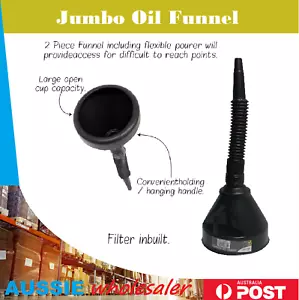 Jumbo Oil Funnel Fuel Water with Filter Tubing Tube Kit Plastic For Car Auto - Picture 1 of 2
