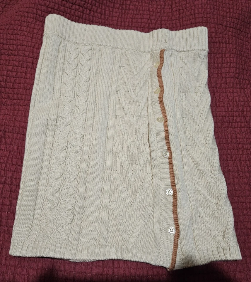 Minifalda Monrow para mujer beige algodón lana lápiz tejido con cable acanalado talla S Foto 1 de 4