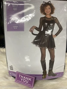 Kitty Kat Costume - 3 Piece Dress, Tail , & Headband Child Size Large 12-14 - Picture 1 of 2