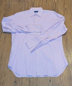 Tom James Custom Dress Shirt Pink Searsucker Button Downl Mens French Cuffs 7 - Picture 1 of 3