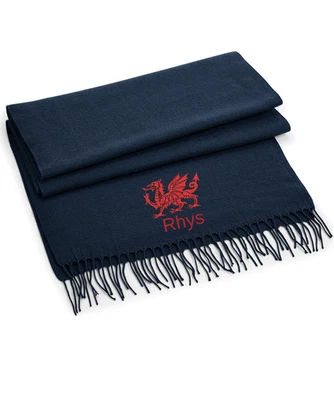 GIFTS4U Welsh Dragon Scarf Embroidered - acrylic soft touch Wales Scarf Rugby football