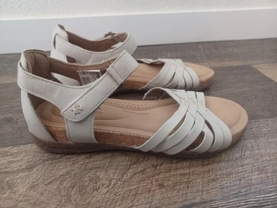 Sandalias CLARKS Roseville Cove de cuero con tiras marfil talla 9,5 Foto 1 de 4